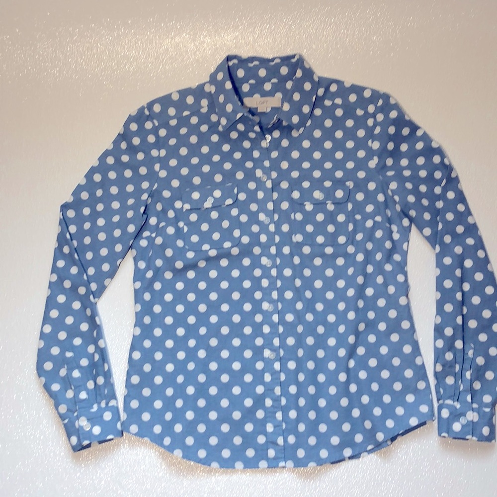 Loft Button Down Long Sleeve Career Top